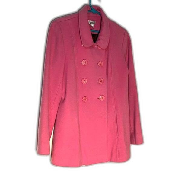 Lilly Pulitzer Pink 100%Wool Double Breasted Coat SZ 8 - Picture 2 of 7